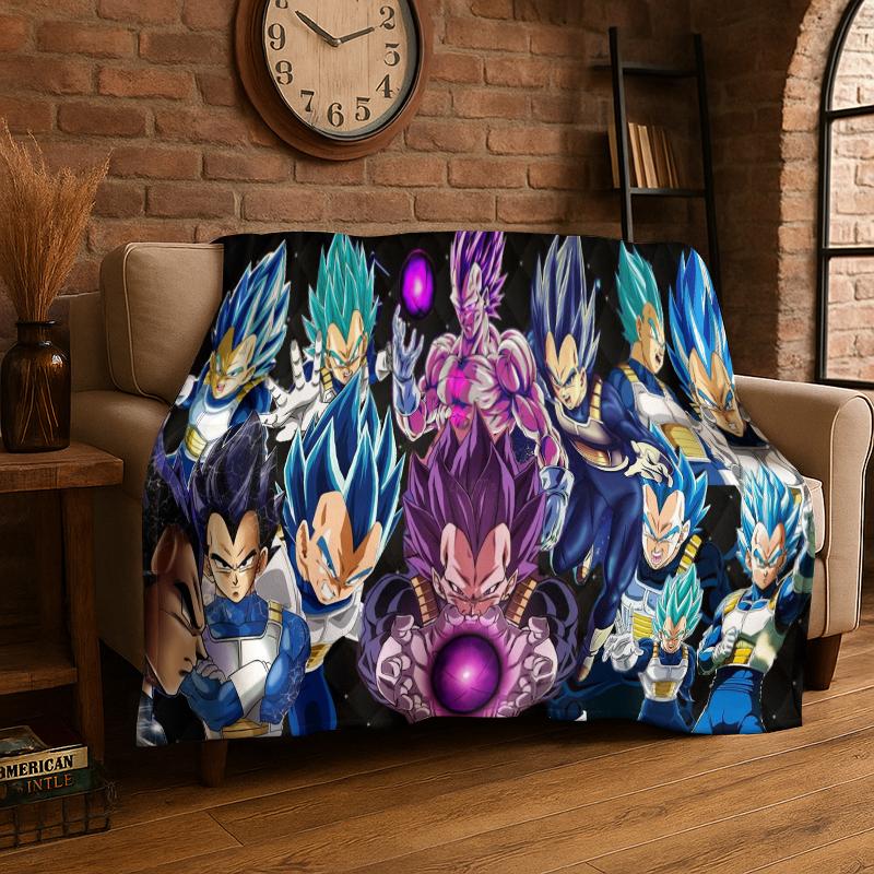 Cartoon D-Dragon Ball Anime Game Flannel Blanket Soft Warm Throw Blanket for Bedroom Living Room Bed Travel Camping Picnic Kid