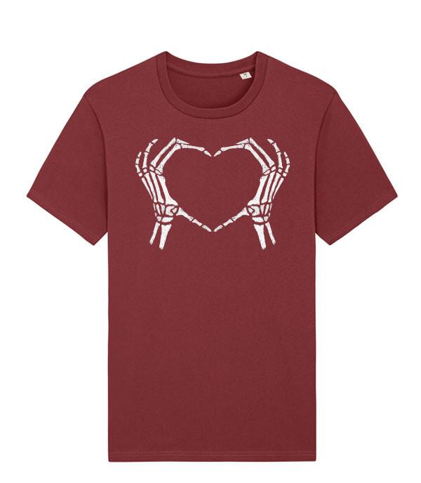 In Love Death Skeleton Hands Heart Shape Unisexs Fit TShirt XL