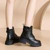 Fashion Block Heel Side Zipper Short Thigh Boots Autumn New Round Toe Lace-Up Front Platform Anti-Slip Wear-Resistant Mid-Heel Boots