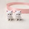 2PCS 3D Printing Cat Ornament, Matte White Mini Desktop Decoration, Durable One-Piece Molding Healing Cat Figurine, for Home Office Decor