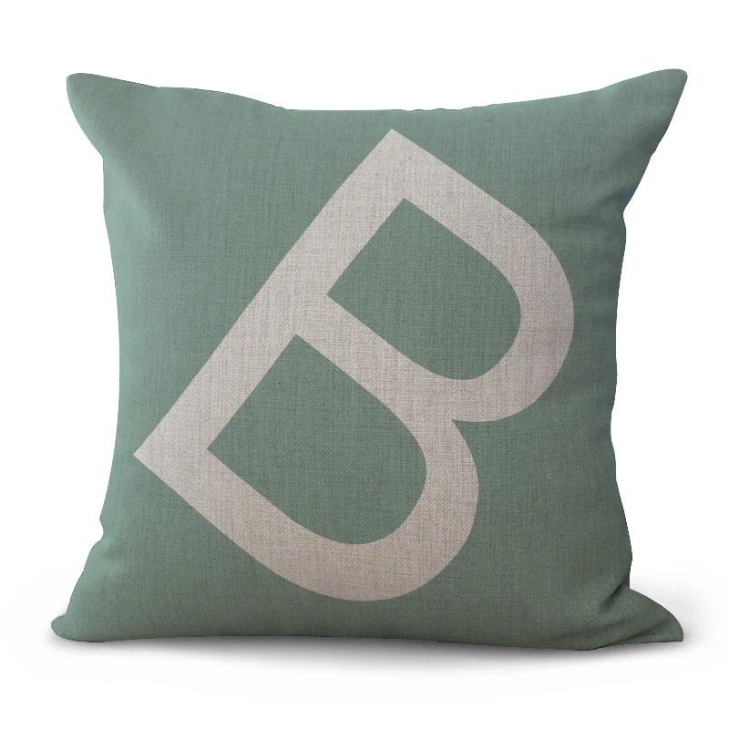 Simple Pure Color English Alphabet throw pillow cover with short plush print for living room sofa decoration cushion cover