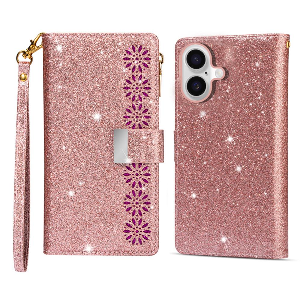 For iPhone 17 Case Starry Sky Carving Leather Wallet Phone Cover with Wrist Strap
