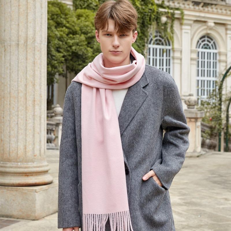 Wool Scarf Men's Autumn and Winter Cashmere Scarf Women's Winter High End Versatile New Solid Color Men's Scarf