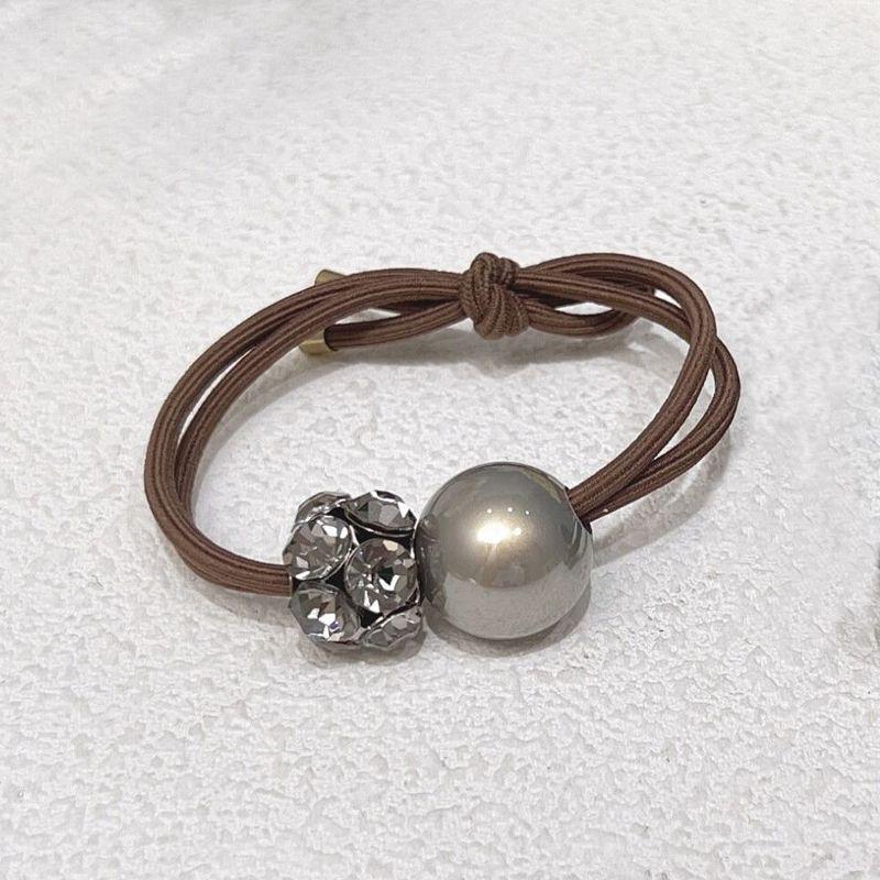 Premium Rhinestone Pearl Hair Tie - Durable, High Elastic Rubber Band for Women