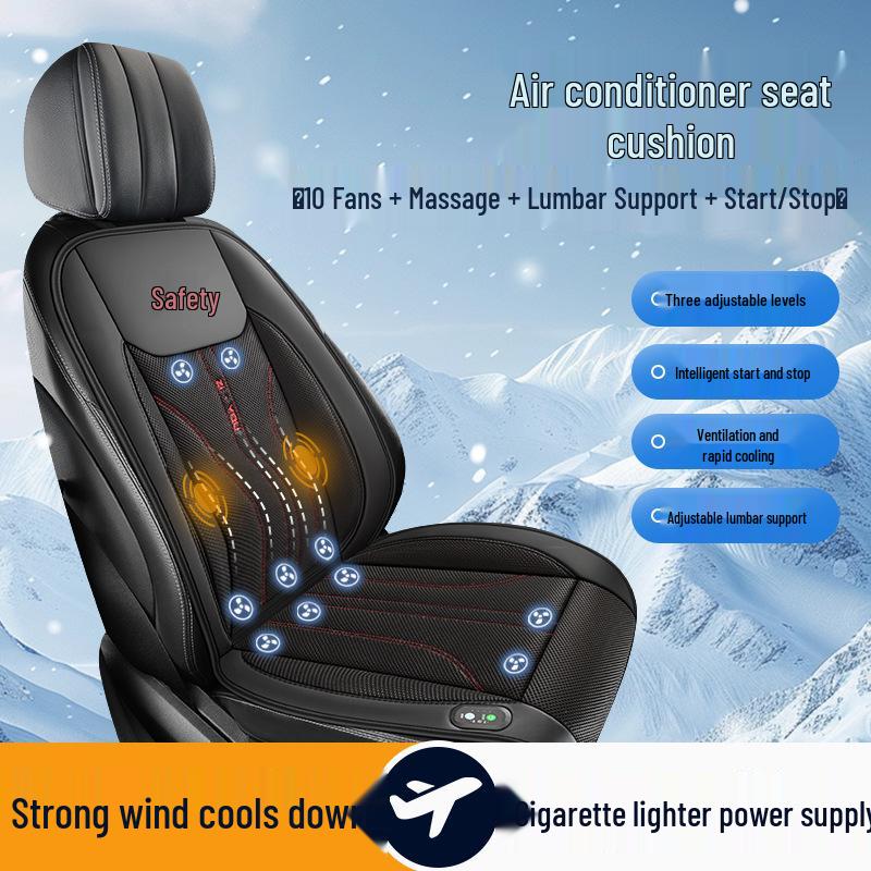 Summer Ventilated Car Seat Pad with 12V/24V Fan, Cooling, and Massage Cushion for Trucks