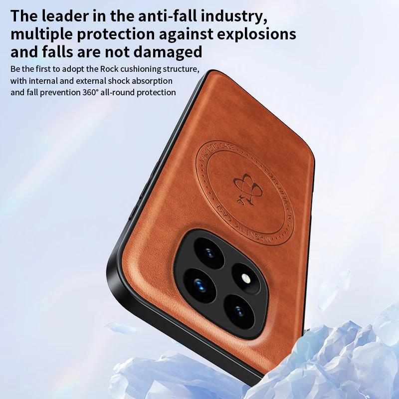Wireless Charging Magnetic Case for Xiaomi Redmi Note 14 Pro 5G 14 Pro+ Plus Protective Cover PU Leather Hard Back Shell Coque