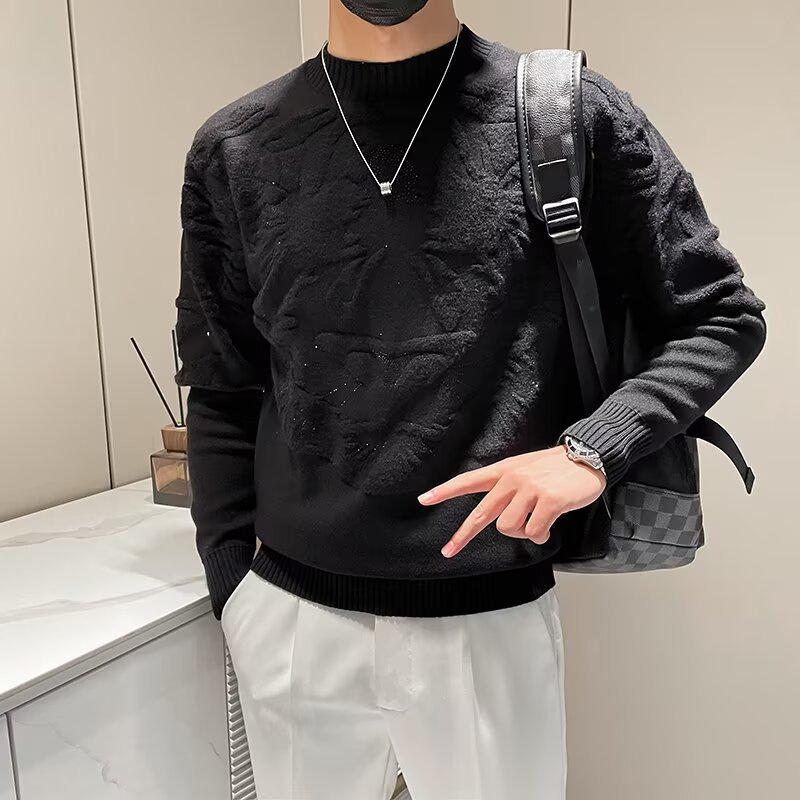 Men s Slim Fit European Style Wool Knit Sweater - Trendy Hipster Long Sleeve XL