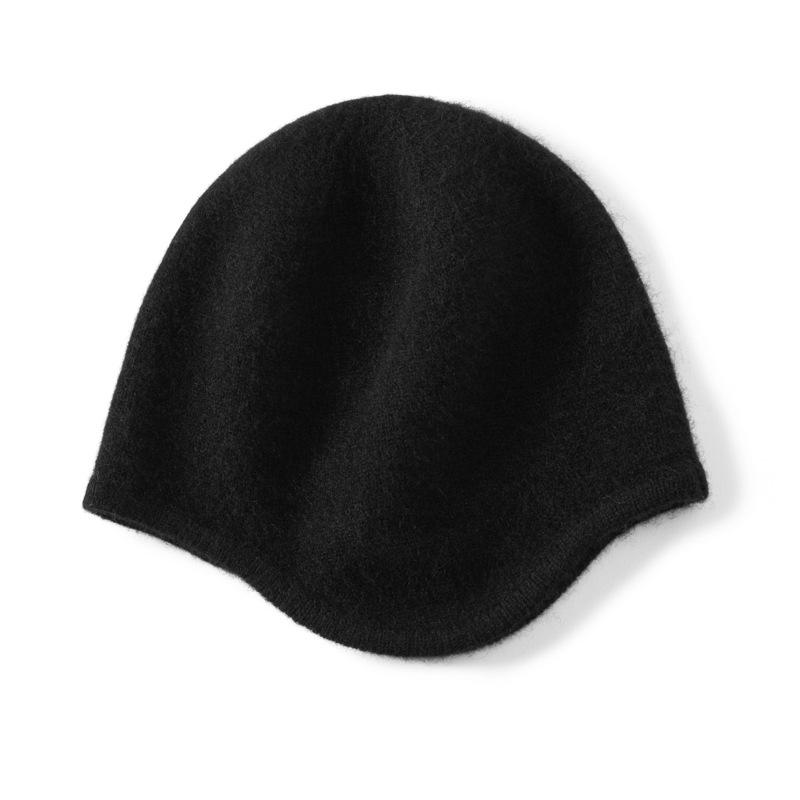 Cashmere knitted cold hat women's autumn and winter warm ear protection solid color wool hat showing face small versatile fashion hat