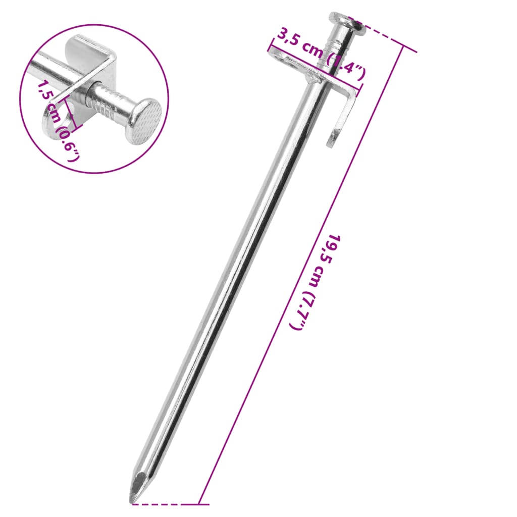 Zeltnägel 24 Stück 19,5 cm 8 mm Verzinkter Stahl