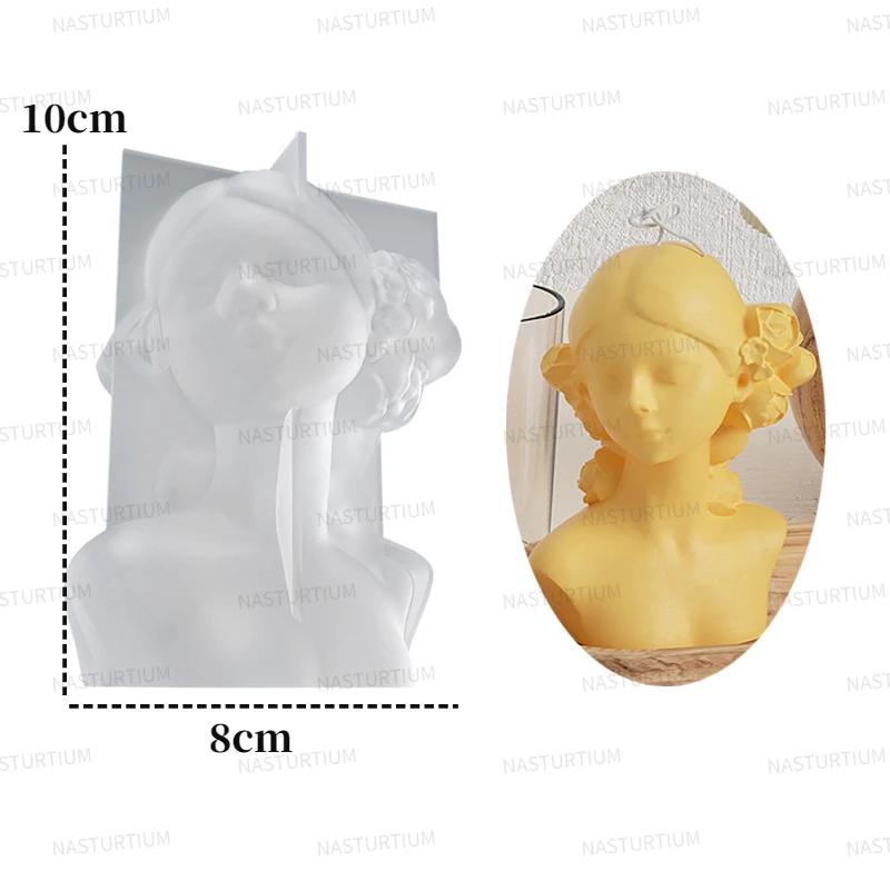 3D Rose Blindfolded Eye Closing Girl Silicone Candle Mold Handmade Candle Making Kit DIY Plaster Resin Soap Production Tool