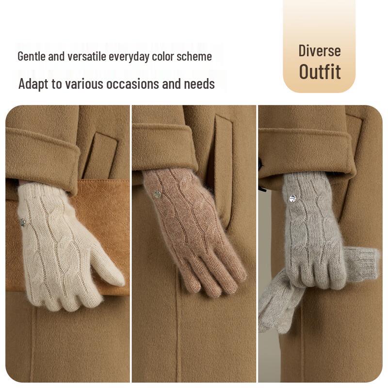 JIUMU Women's Pure Cashmere Winter Gloves