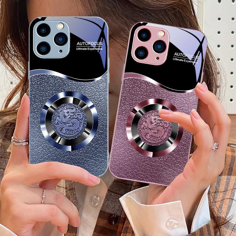 Lucky Ring For IPhone 16 Pro Max 15 Pro 14 13 12 Mini 11 XS Max XR 7 8 Plu SE 2022 Tempered Glass Phone Case