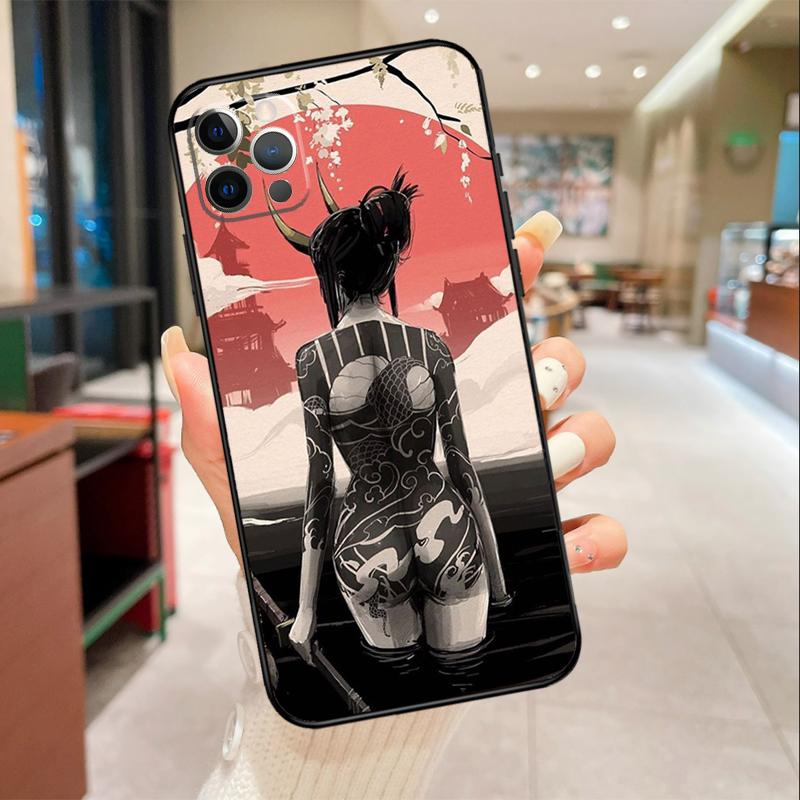 Samurai Warrior Geisha Phone Case For iPhone 17 16 15 14 13 12 11 Pro Max mini 16 Plus 16e 17 Air Protective Cover