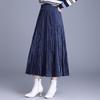 Elegant 2025 Autumn Women’s A-line Pleated Skirt with Elastic Waist – Korean Style