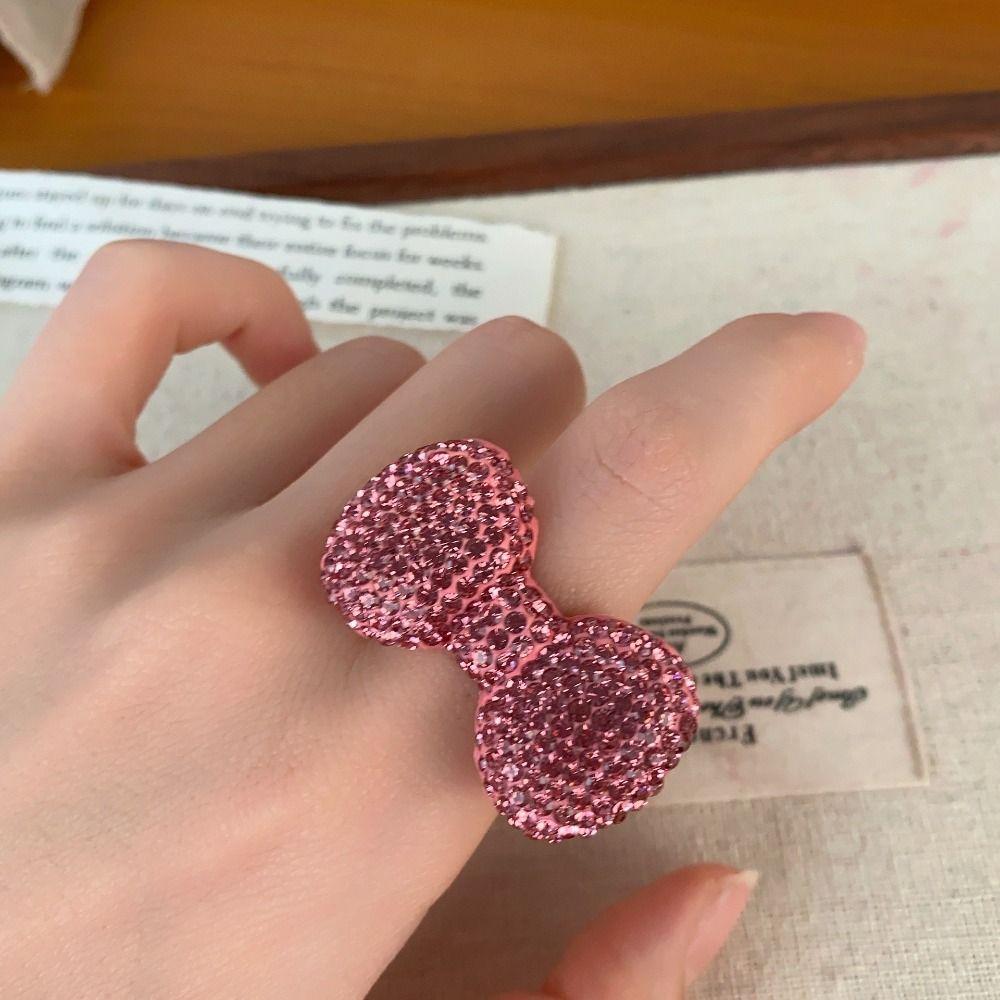 Opening Rings Women Finger Ring Sparkle Bow Y2k Millennial Ring Trendy Pink Bow Rings  Cute Girl