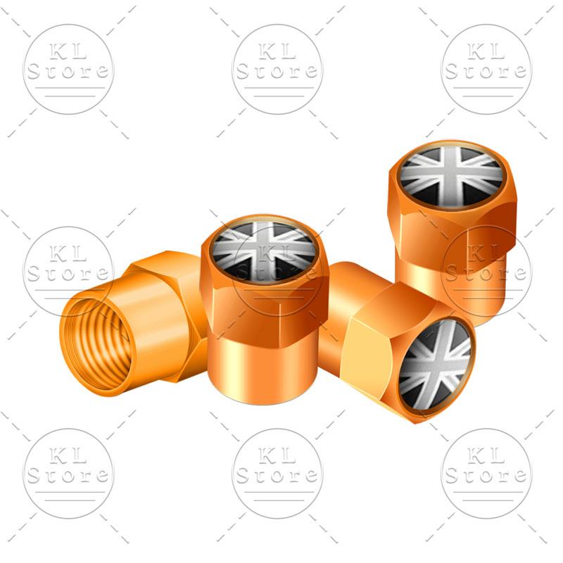Exterior 4Pcs United Kingdom National Flag Badge Car Wheel Tyre Tires Valve Stem Caps Dust-proof Cover For Universal Automobiles