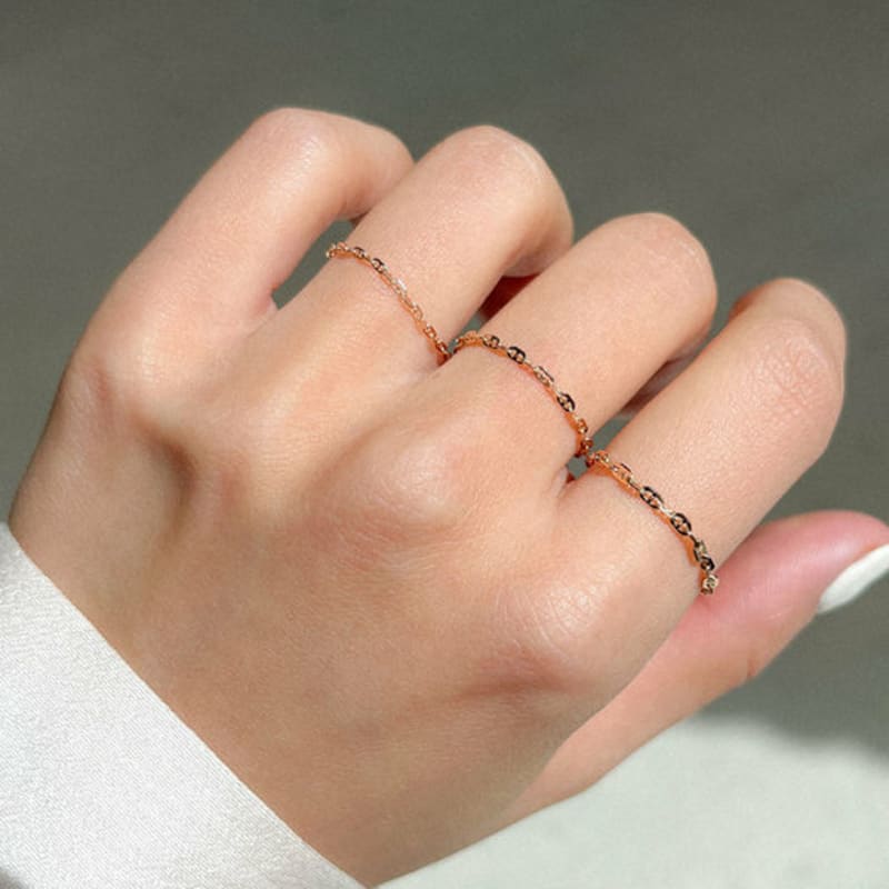 Own Keen Chain Ring (3-pun, 5-pun, 7-pun / 14k gold)