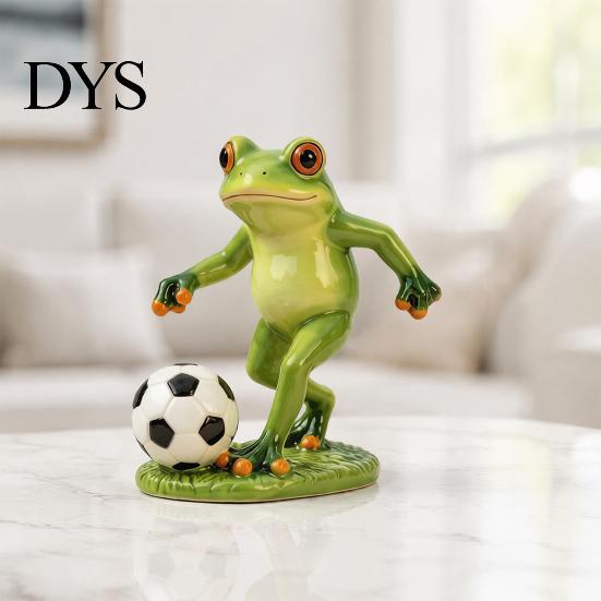 Stable Resin Figurine Football Player Frog Statue, Cute Garden Whimsical Waterproof Yard Statue for Outdoor Indoor Table Decor Decorative Grass