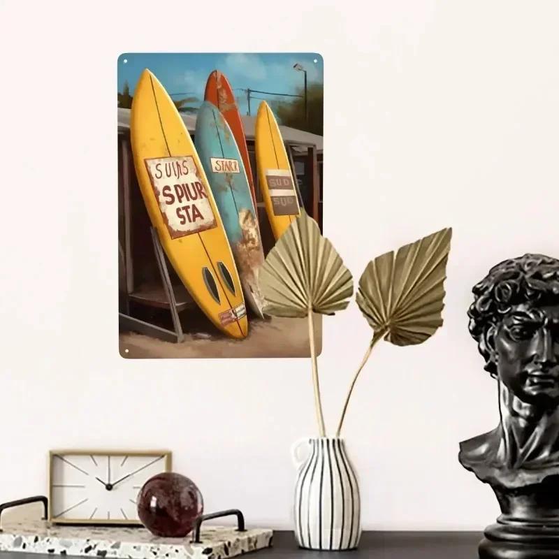 Retro Tin Signs Beach Room Decor Vintage Beachy Bedroom Surfboard Wall Decor 12x8 Inches Sign For Surfer Girl Aesthetic