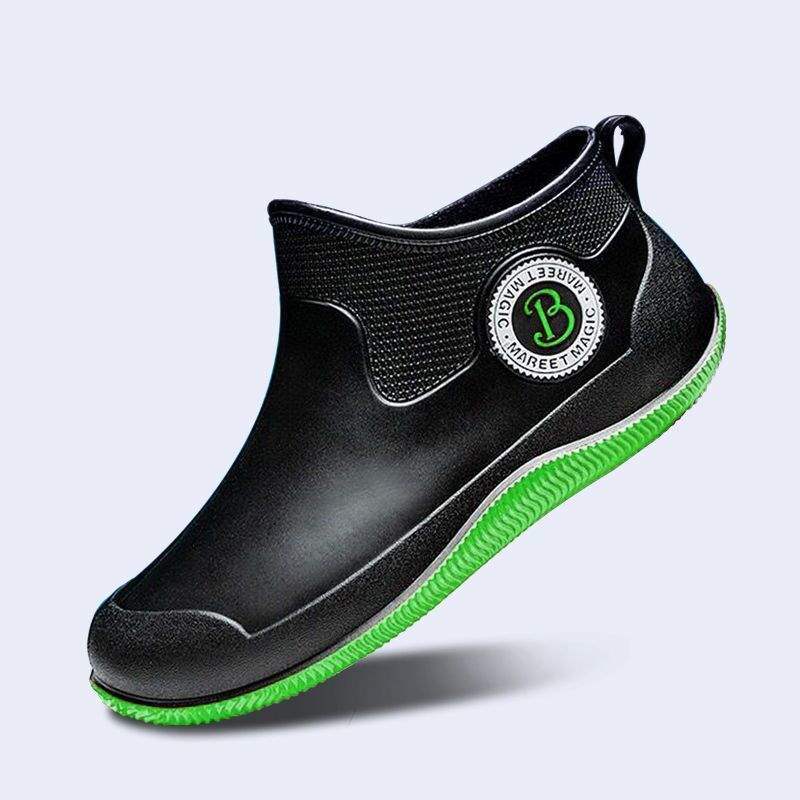 Rain Shoes Men's Wet and Dry Kitchen Work Warm Rain Boots Rubber Shoes Waterproof and Non-slip Cotton Men's Short Water Shoes