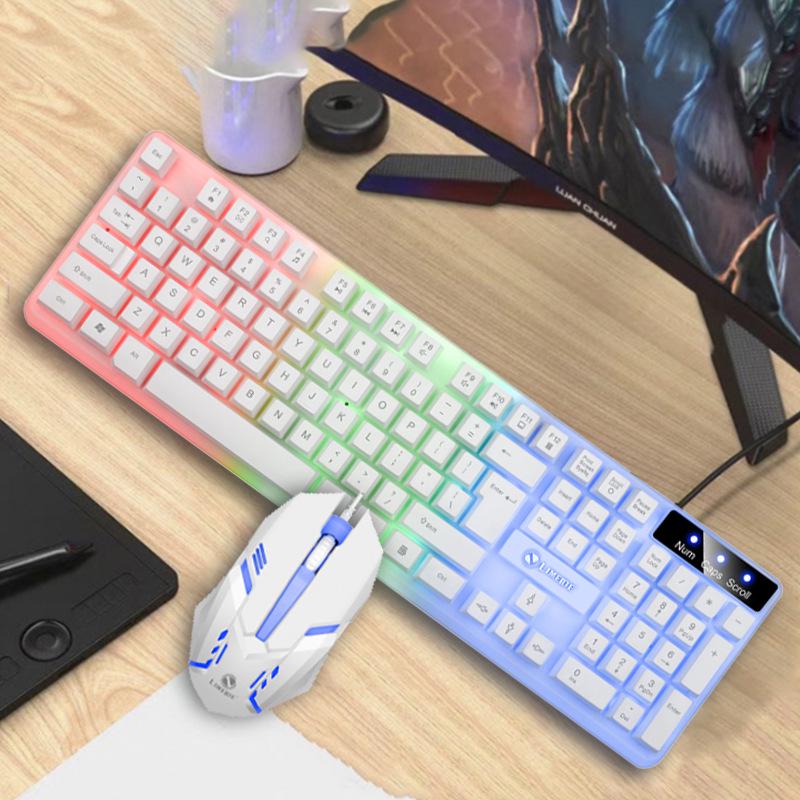 Li-Mage GTX300 White RGB Backlit USB Gaming Keyboard and Mouse Set