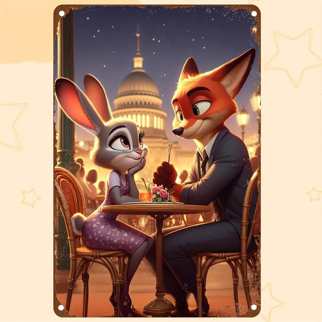 Miniso Disney Animation World Tin Sign Decor Wall Decor Art Wall Mural Room Decoration Decor Retro Metal Sign Plate Bar Posters