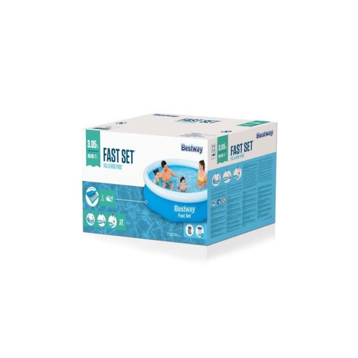 BESTWAY Piscine autoportante ronde Fast Set 305 x 66 cm avec filtration