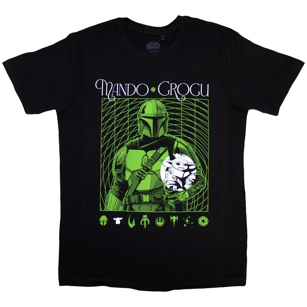 Star Wars The Mandalorian Mando And Grogu Neon 100% Cotton T-shirt Mens Womens Tees Top 3XL