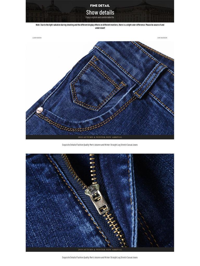 Pánské podzimní elastické džíny s rovnými nohavicemi: Neformální, Všestranné a Pohodlné pro Práci nebo Volný čas
