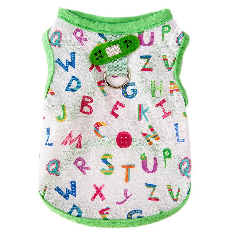 Cute full of dog clothes, cool and breathable in spring and summer, tractable teddy Bigbear puppy kitten pet vest