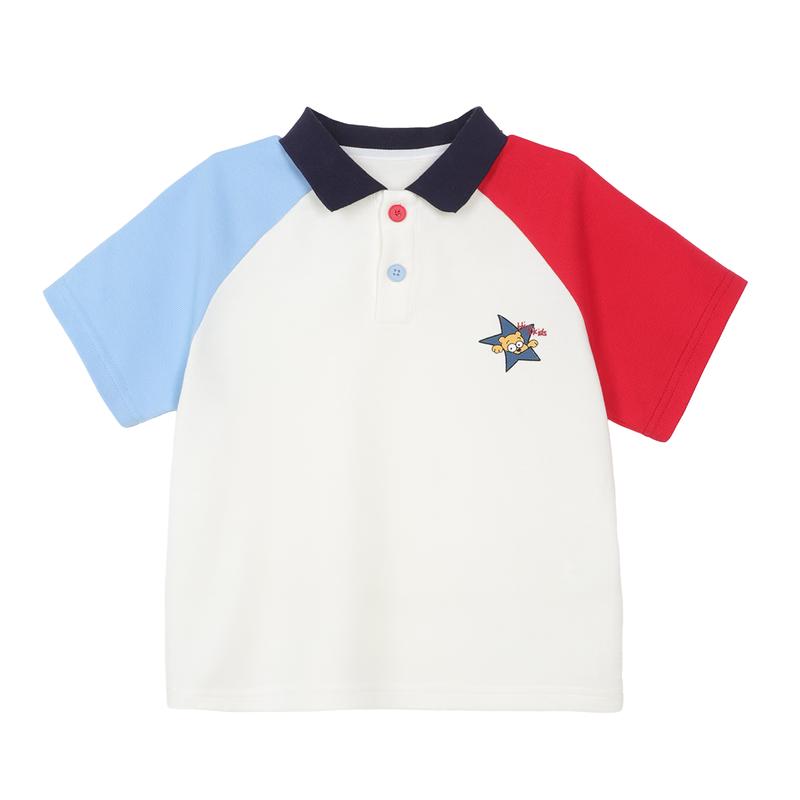 LUSON Boys  Color-Block Sporty Lapel Knit T-Shirt 90