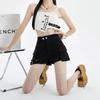 Damshorts med hög midja och cargofickor Lös passform Flera fickor Korta byxor Streetwear Mode Underdelar