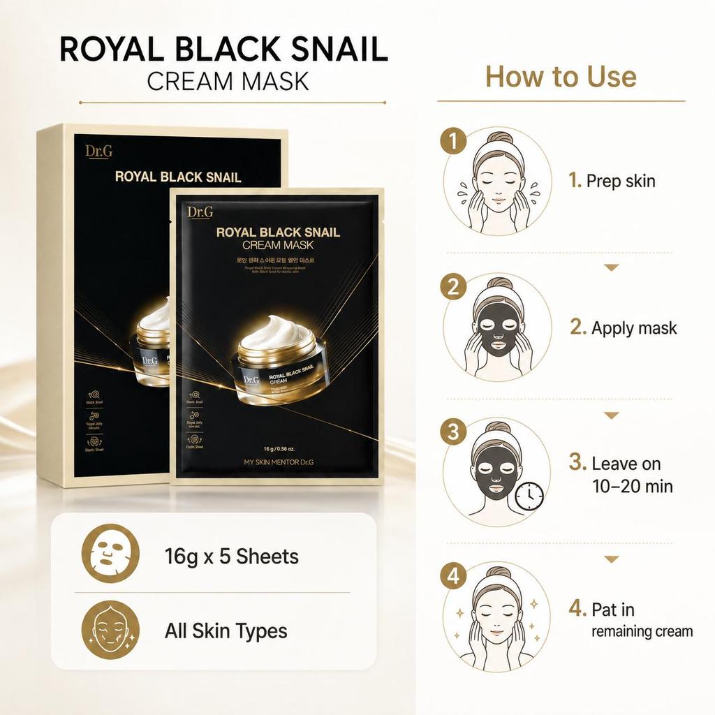 Dr.G Royal Black Snail Cream Mask 16g * 5pcs