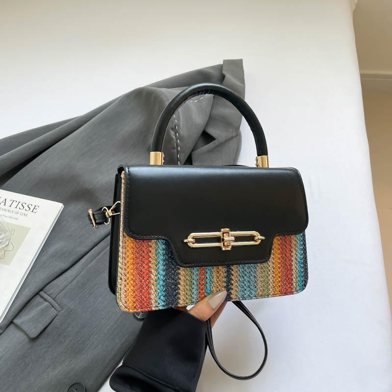 Trendy New Fashion Simple Design Popular Contrasting Colors Casual Shoulder Crossbody Portable Small Square Bag