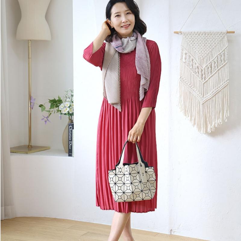 Shiz Madam V Embossed Pleats Dress