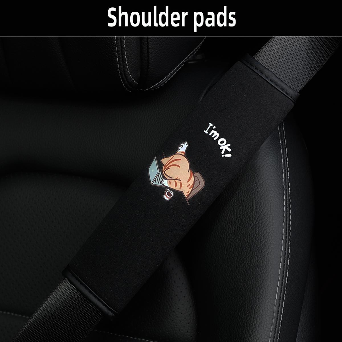 

1/2PCS Teddy Bear Working Cat Ventilated Zipper Car Shoulder Cover Safety Belt Decoration Interior Accessory for Pet Lovers