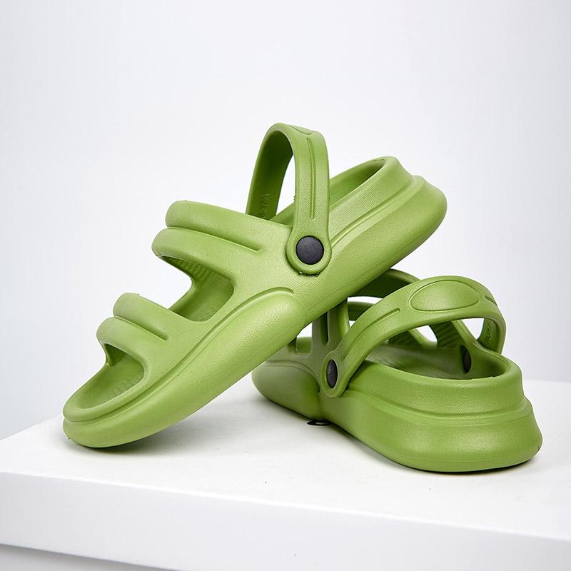 Fashion Green Cool Men Slippers Summer Women Sandals Couple Home Slippers Non-slip Breathability Thick Sole Shoes Outdoor Soft Sole Sand