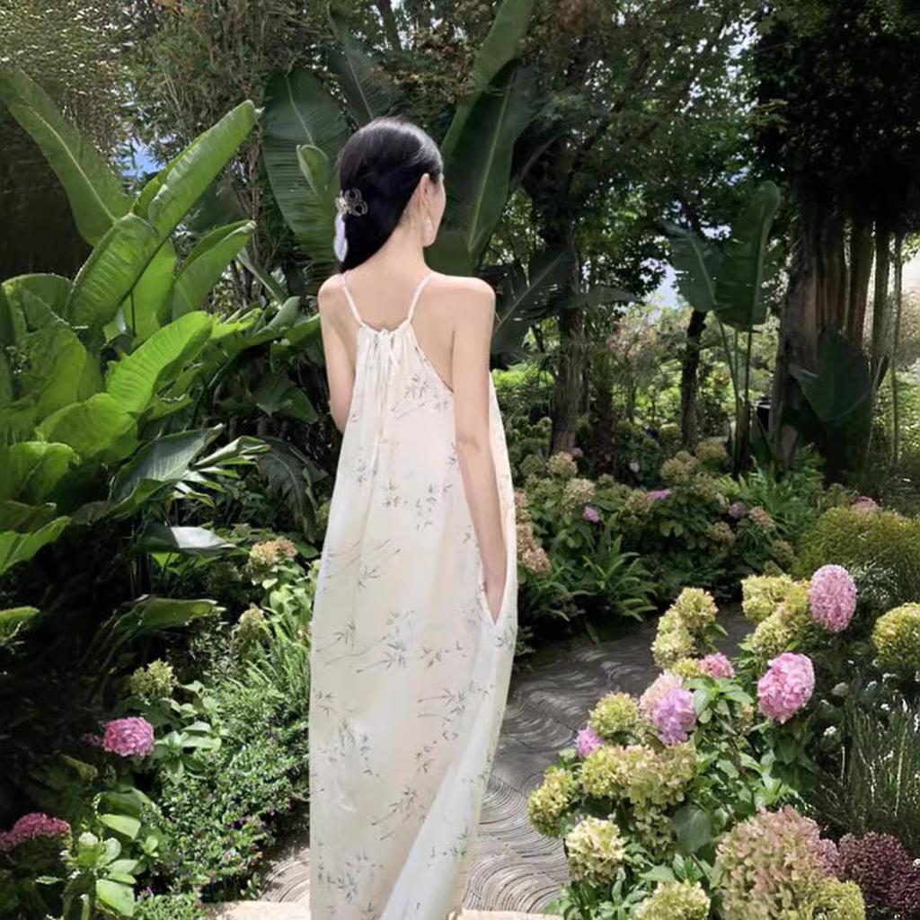 Women's 2024 Summer Floral Sleeveless Dress: New Chinese-French Style