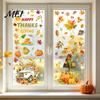 Thanksgiving Party Decor 4 Sheets Autumn Harvest Static Window Stickers, Maple Leaves Pumpkins Scarecrow Pickup Truck Decorative PVC Film Decals,
