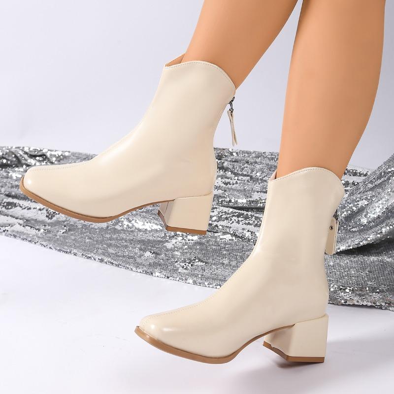 Women Ankle Boots Goth Fashion High Heels Shoes New Trend Pumps  Winter Chunky Woman Casual Heeled Chelsea Short Botas Mujer