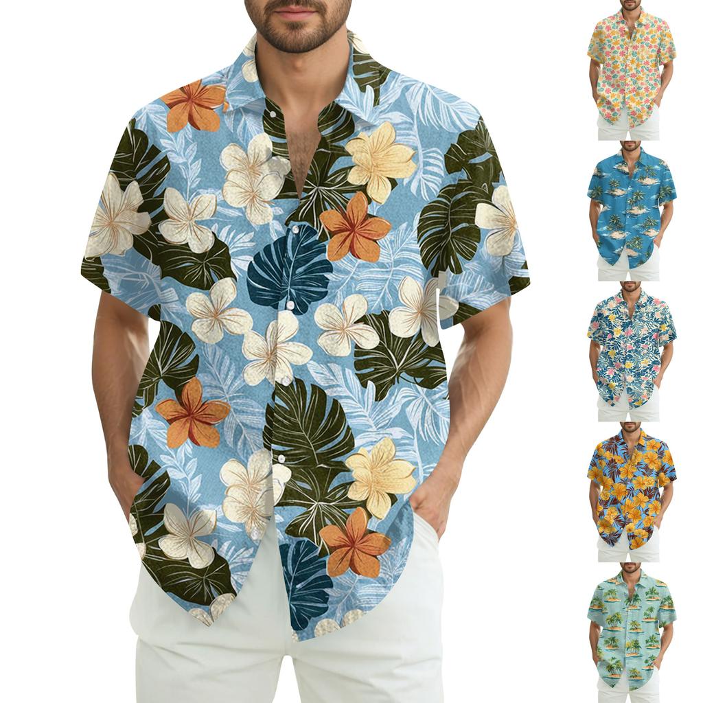 Men's Casual Fashion Printed Short-Sleeve Shirt
