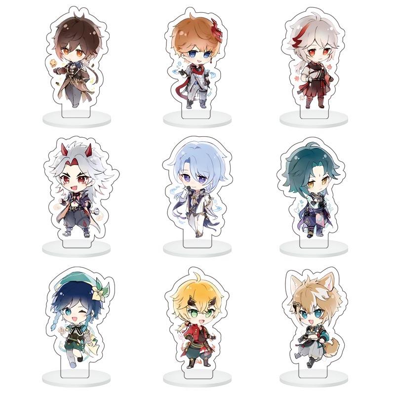 9Pcs/Set Acrylic Stand Model Wendi Tartaglia Hu Tao Yae Miko Raiden Shogun Figure Decoration Action Plate Toys