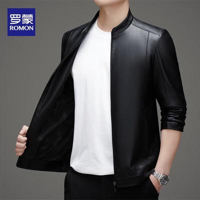 Men's Stand Collar Faux Leather Look Jacket LMDH6331