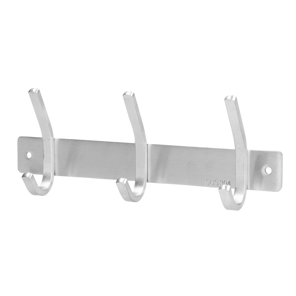Wall Mounted Kitchen Hanger with 3 Hooks 304 Stainless Steel Punching Cloth Hook for Bathroom