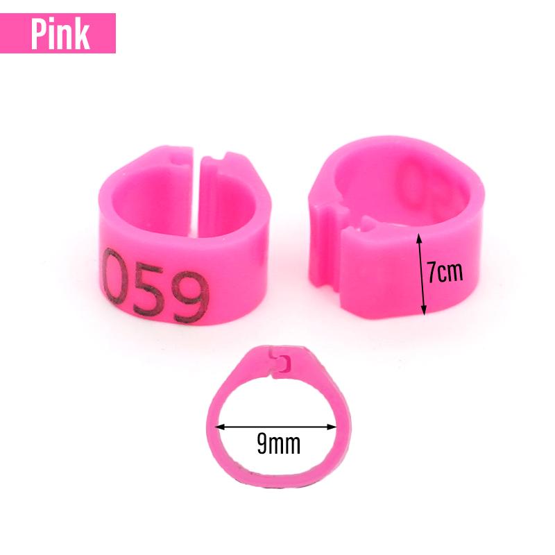 

100Pcs New Pigeon Leg Rings Identify Dove Bands 9mm Plastic Parrot Clip Digital Foot Ring Pigeon Training Supply Bird Appliances рожевий
