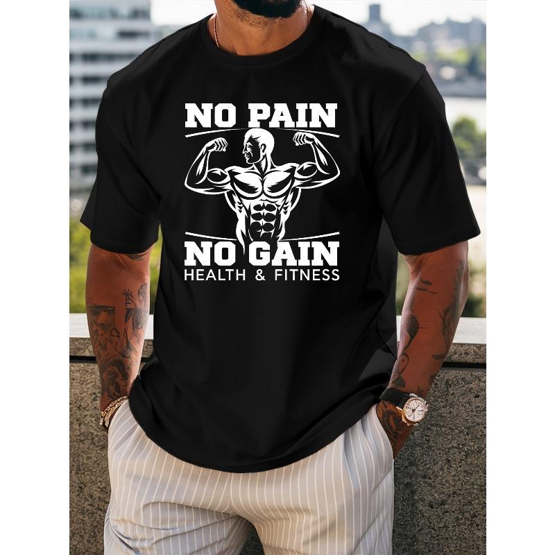 Men'S Round Neck T-Shirt with Graphic Print for Health And Fitness - Casual Summer Sportswear Fashion Top with Regular Fit, Made from Cool