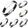Bracelet Button Cuff Bracelet Stainless Steel Rubber Wristband Men's Women's New