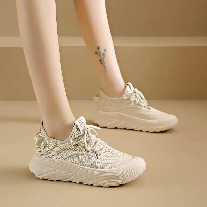 Round Foot Ete Spring Woman Heel Shoes Womens Sneakers Black Color White Heels For Women Sport Tnis Deporte Athletics Gym