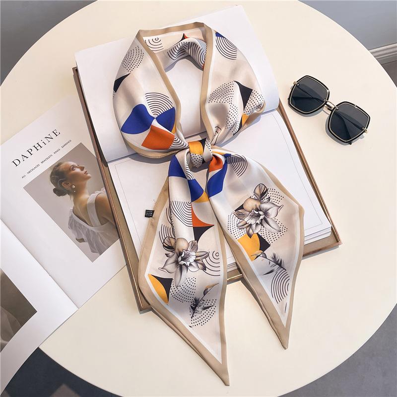 Scarf, Long Silk Scarf, Versatile Silk Scarf, Double-Layer Simulated Silk, Diagonal Scarf, Autumn And Winter Hair Binding And Scarf
