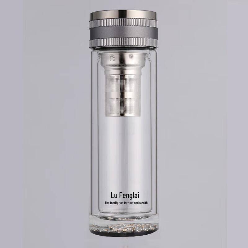 Double-Layer Insulated Glass Tea Mug with Infuser